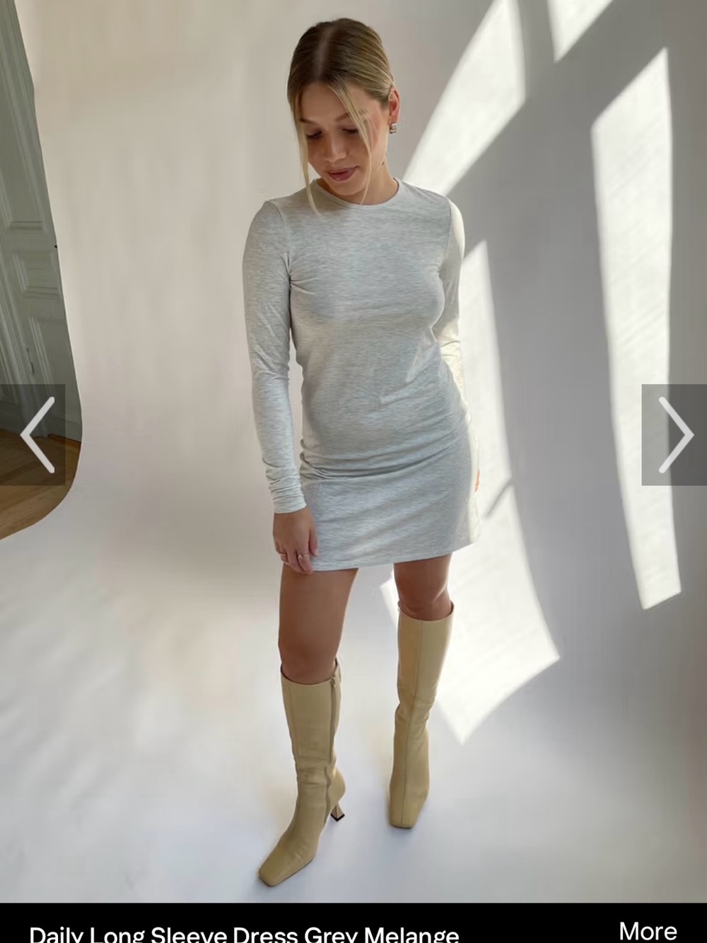 Djerf Avenue Daily Long-Sleeve Mini Dress  Melange NWOT
